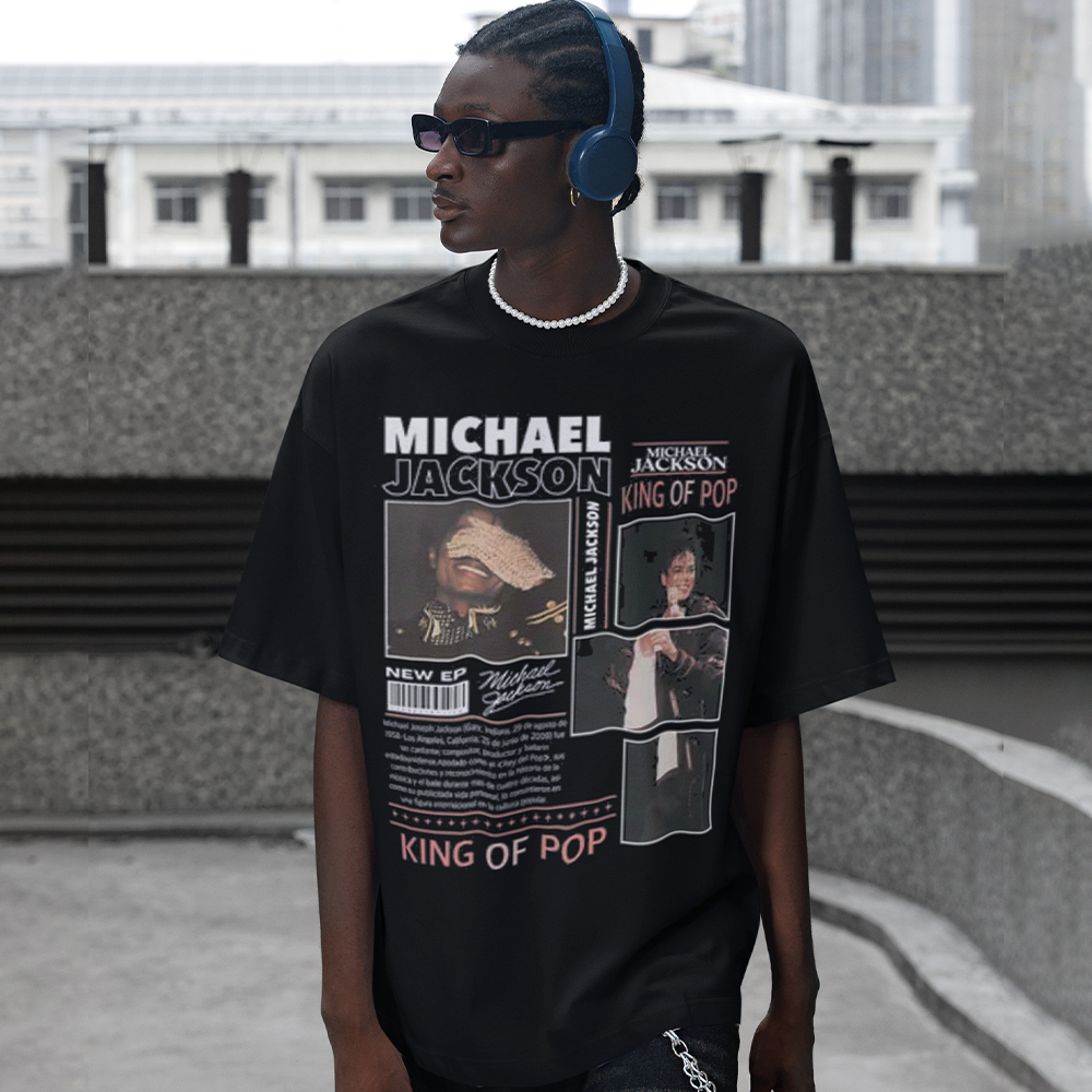 Camiseta Basica OVERSIZED e Regata Michael Jackson King Of Pop Graphic World Unissex - Darknezz em Oferta na Shopee