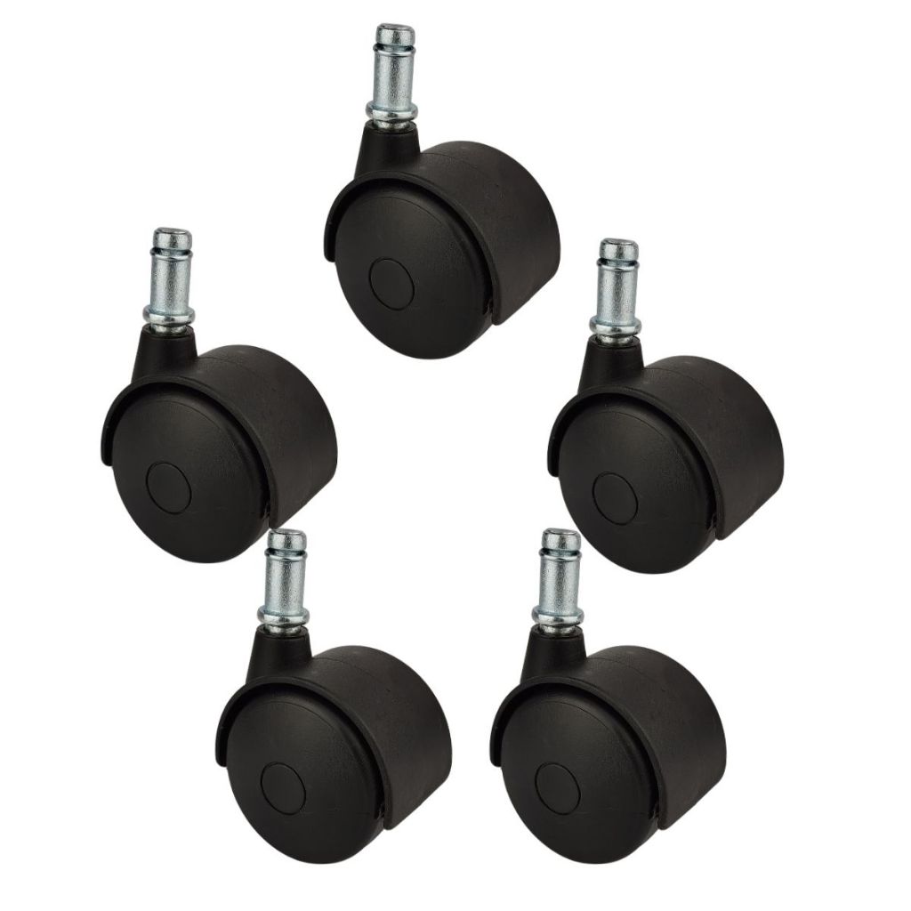 Imagem Roda Cadeira Gamer Giratória Escritório Kit 5 Rodinhas Universal Não Risca Baixo Ruido -PU Reforçado