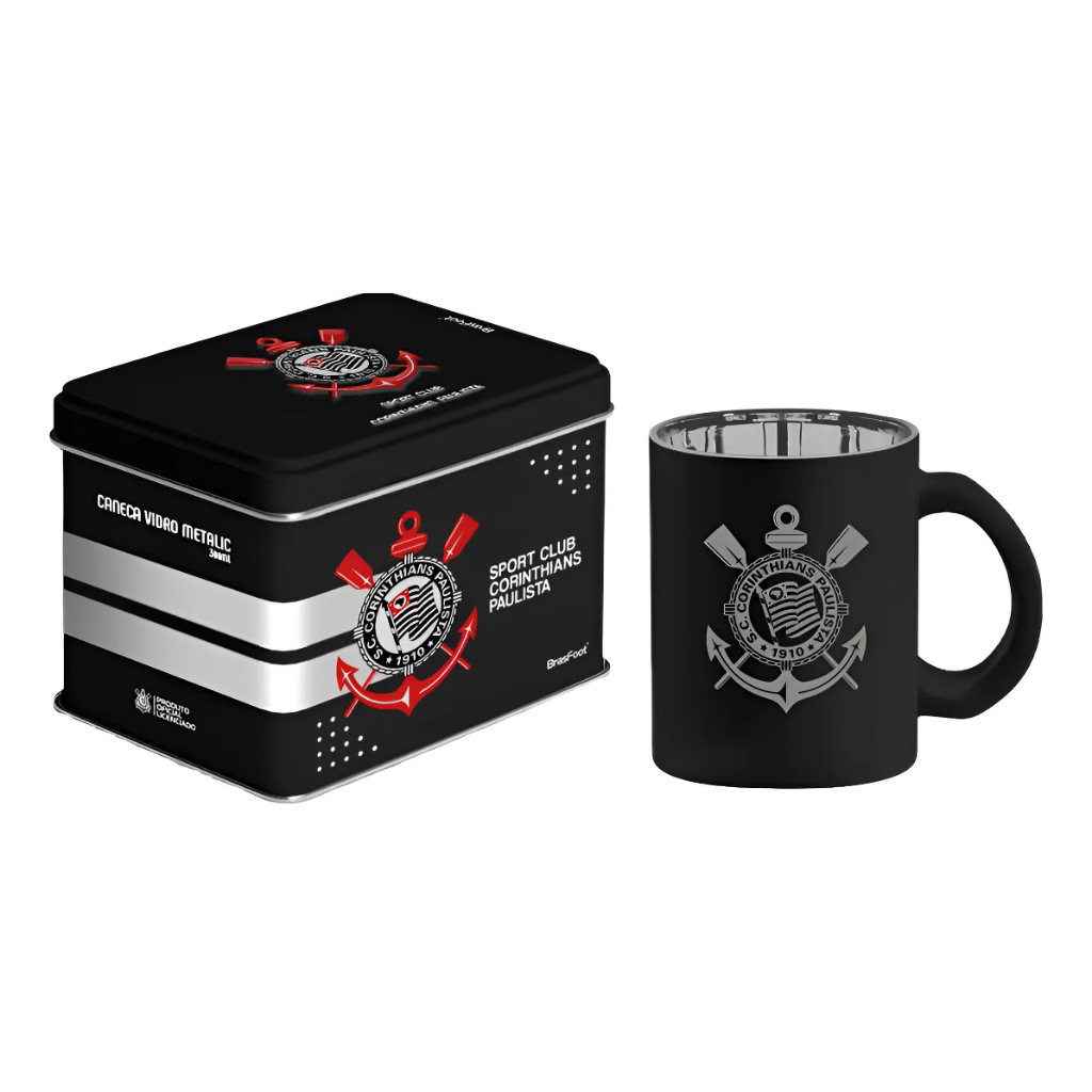 CANECA VIDRO DIAMOND METALIC  CORINTHIANS em Oferta na Shopee
