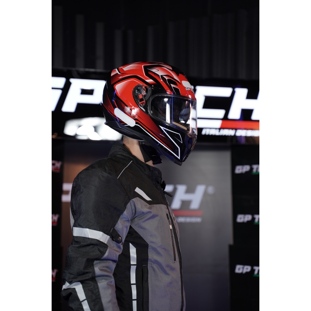 CAPACETE MOTOCICLISTA GP TECH ULTRA SV FUTURE VERMELHO COM OCULOS INTERNO FUMÊ