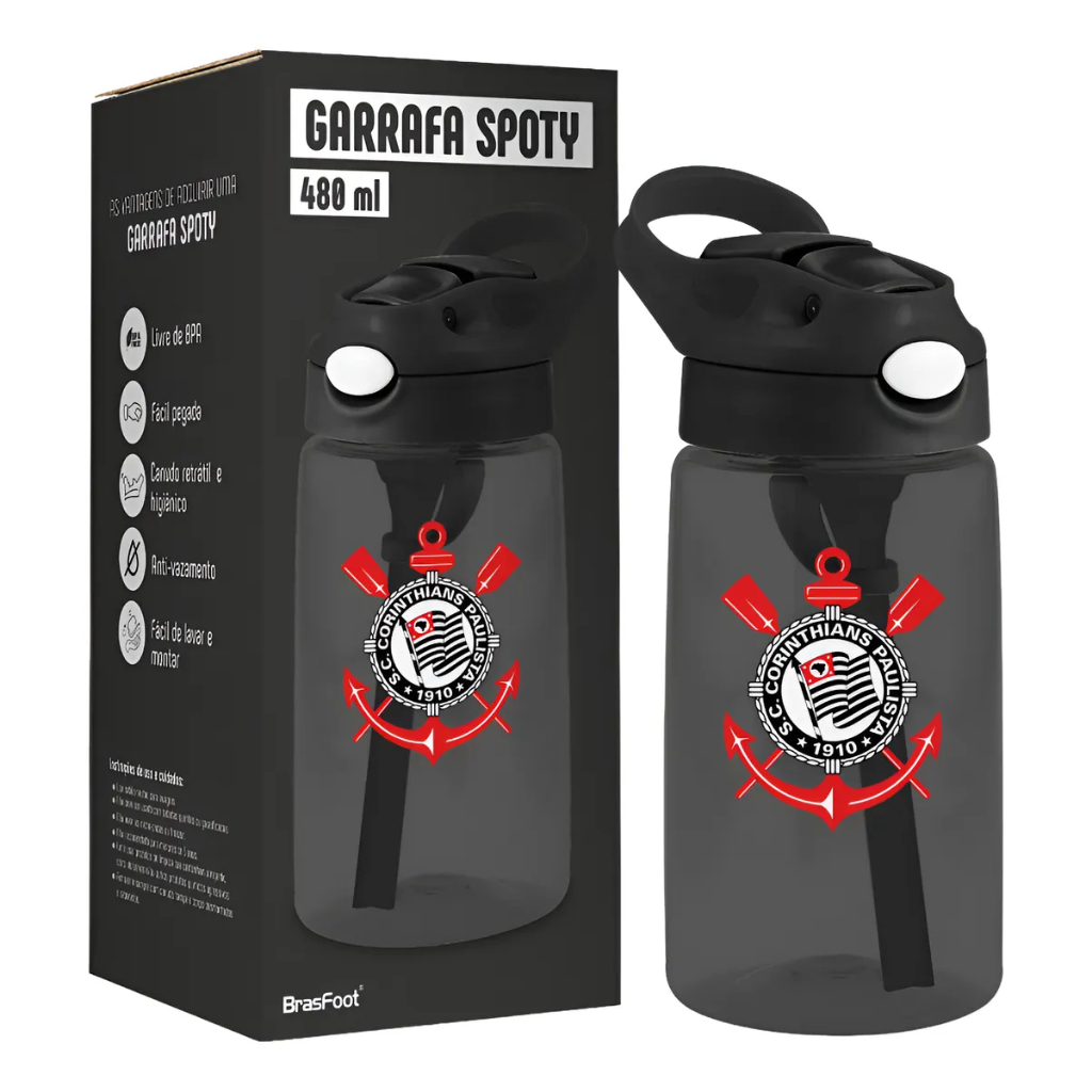 GARRAFA SPOTY 480ML CORINTHIANS em Oferta na Shopee