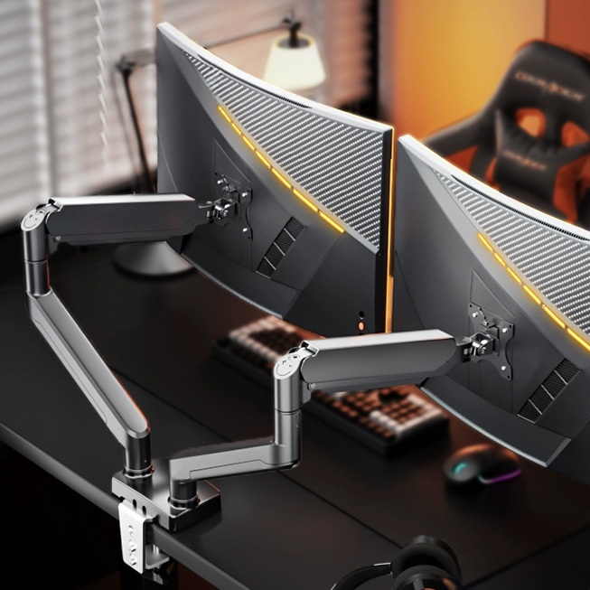 Suporte de Monitor Duplo Onistek Articulado Mola Gás 17" a 30" Até 9kg Preto ON-F180