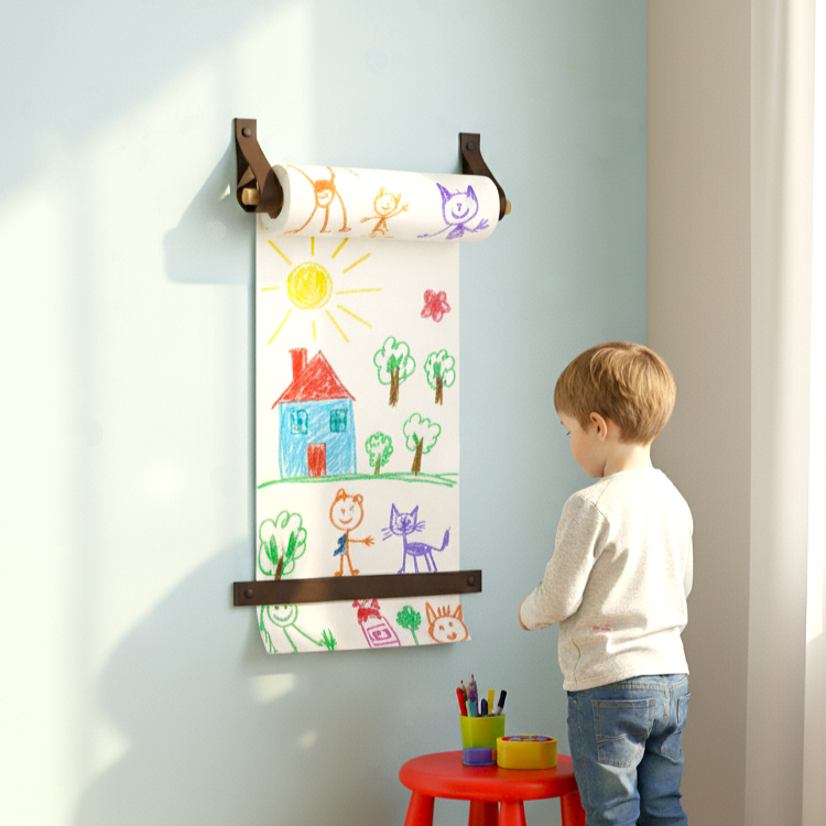 Suporte de Lousa Infantil para Rolo de Papel - Desenhar Educativo Montessori em Oferta na Shopee