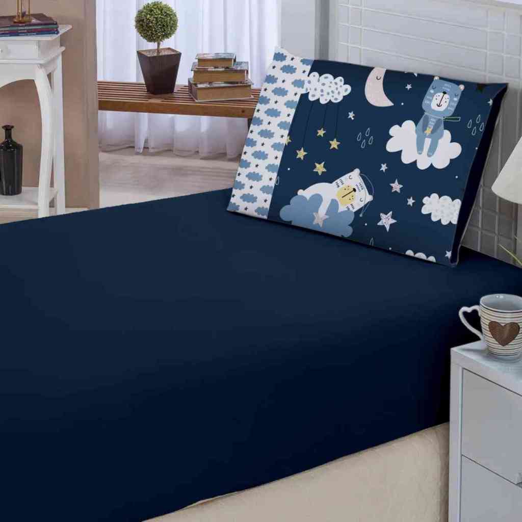 Kit Lençol 2 Peças Decoração Quarto Infantil ( 1 Lençol Elásticado + 1 Fronha ) ESTAMPAS MENINOS.