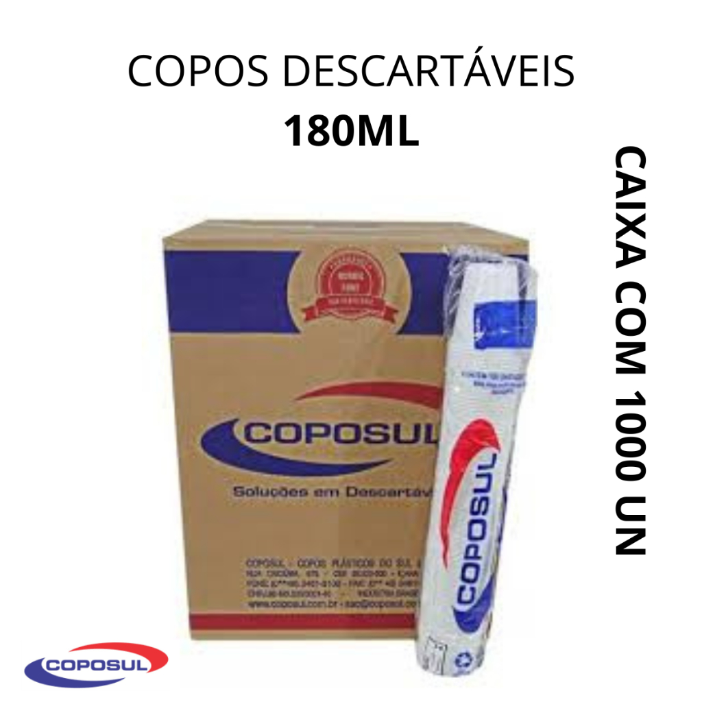 Copo Descartável 180ML Coposul Caixa com 1000 Unidades