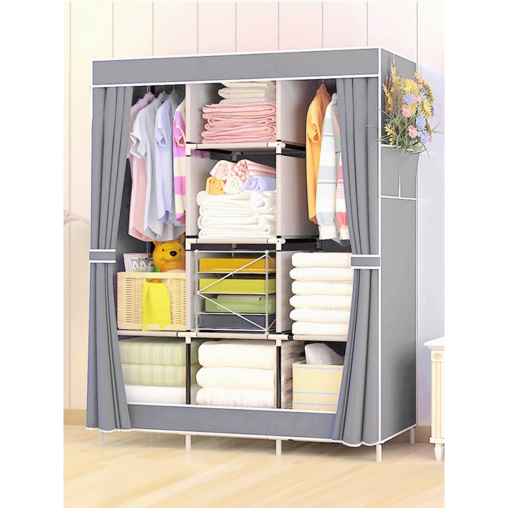 Guarda Roupa Armário Organizador Portatil Armação de Montar Metal E Tecido em Oferta na Shopee