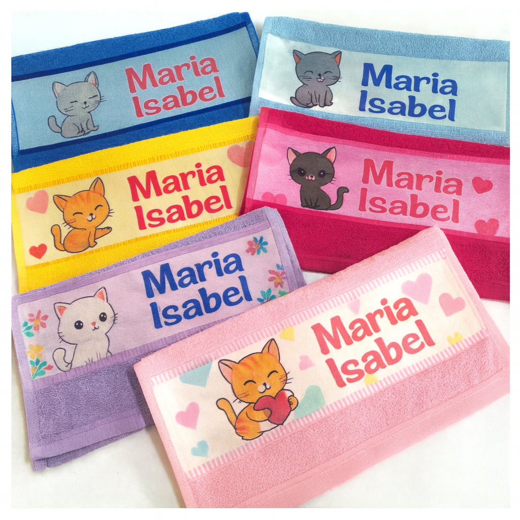 5 Toalhinhas 23x38cm De Mão Personalizada com nome Lavabinho Toalha bebe criança escola escolinha creche em Oferta na Shopee