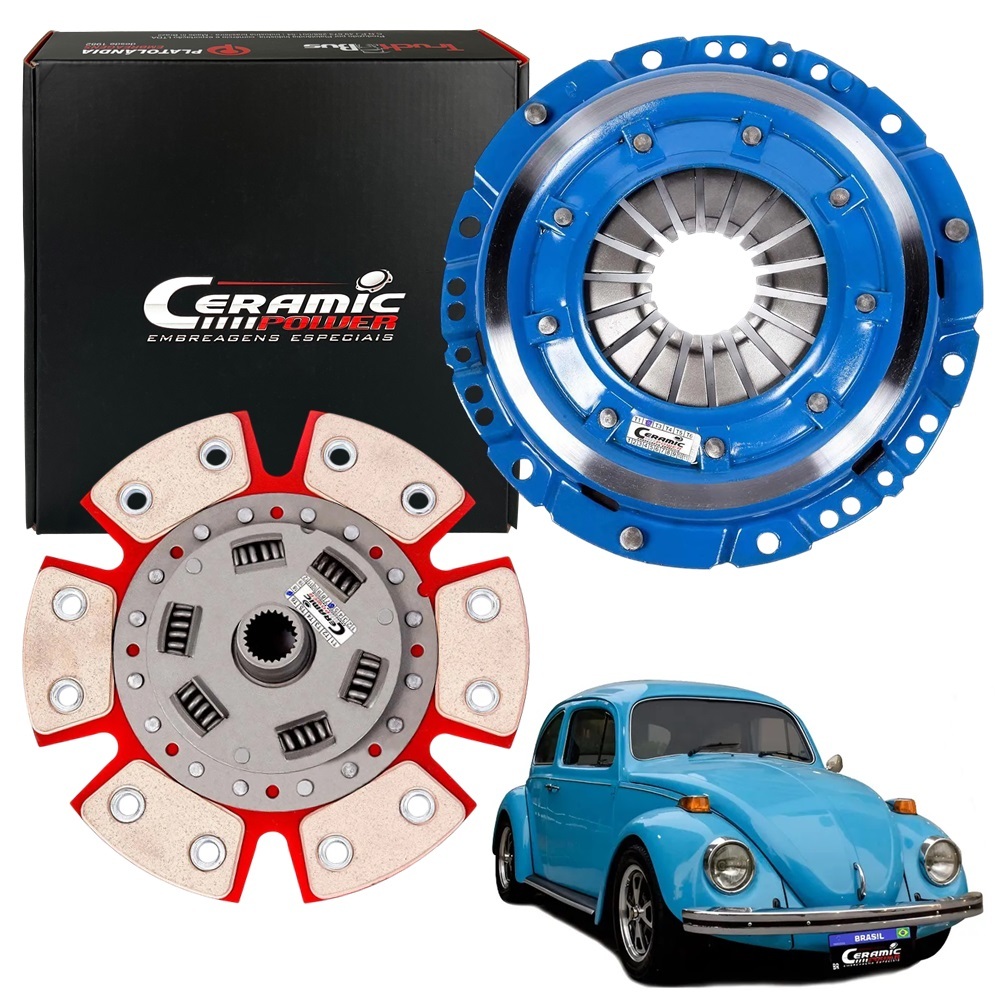 Kit Embreagem Cerâmica Brasilia Fusca Kombi 1.5 1.6 980lb 6 Pastilhas Ceramic Power em Oferta na Shopee