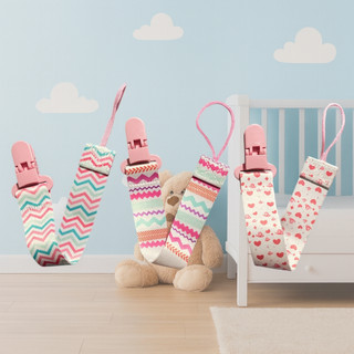 Kit 3 Prendedor de Chupeta Bico para Menina com Presilha e Cordão Excelente Qualidade Cores Vivas Premium