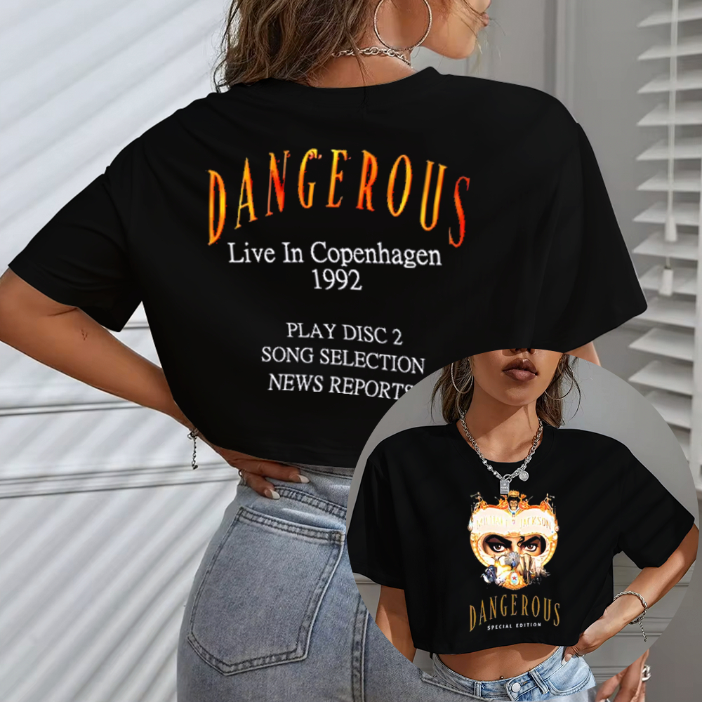 Blusa Cropped OVERSIZED Feminino Michael Jackson Dangerous Eyes Album King Pop Tshirt - Darknezz