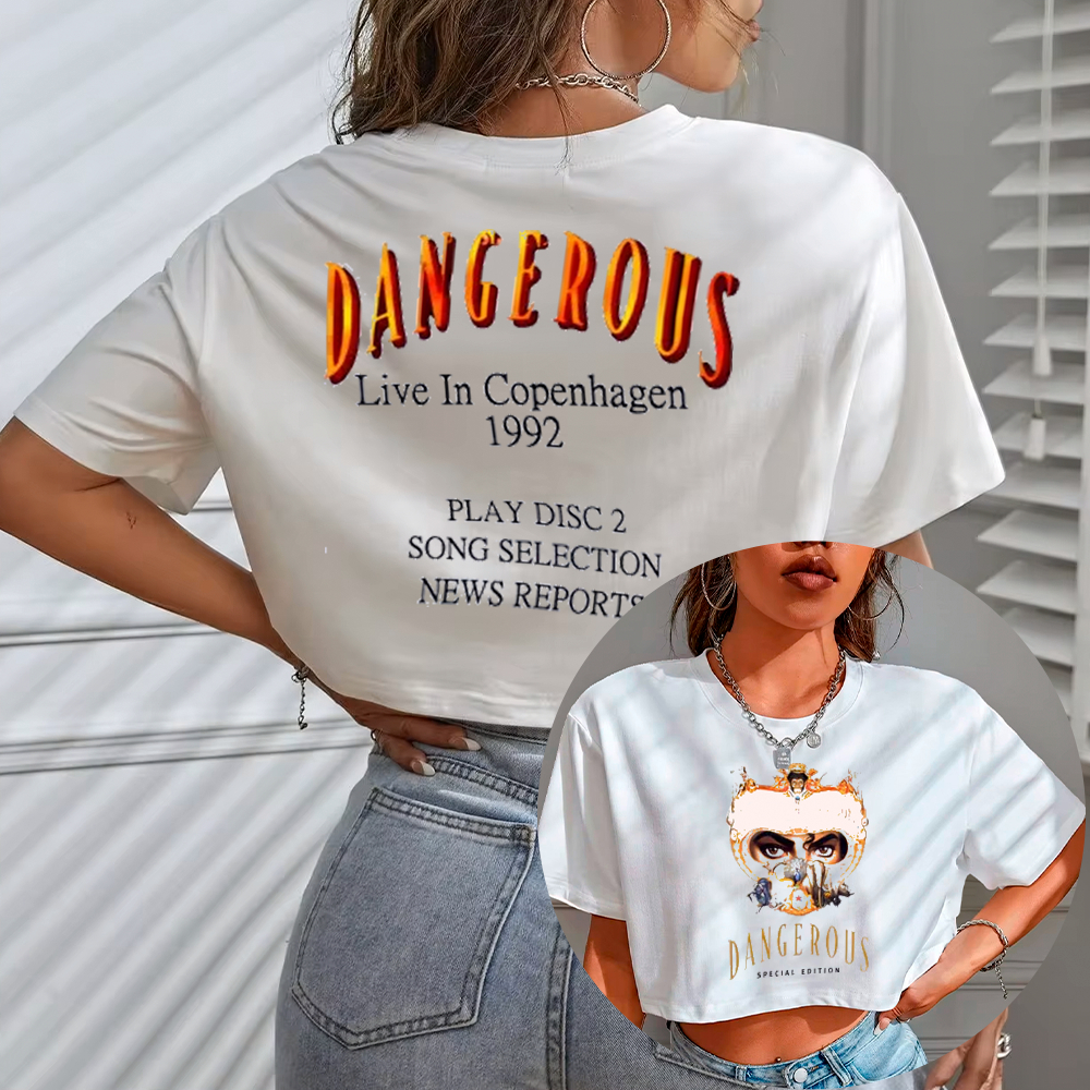 Blusa Cropped OVERSIZED Feminino Michael Jackson Dangerous Eyes Album King Pop Tshirt - Darknezz