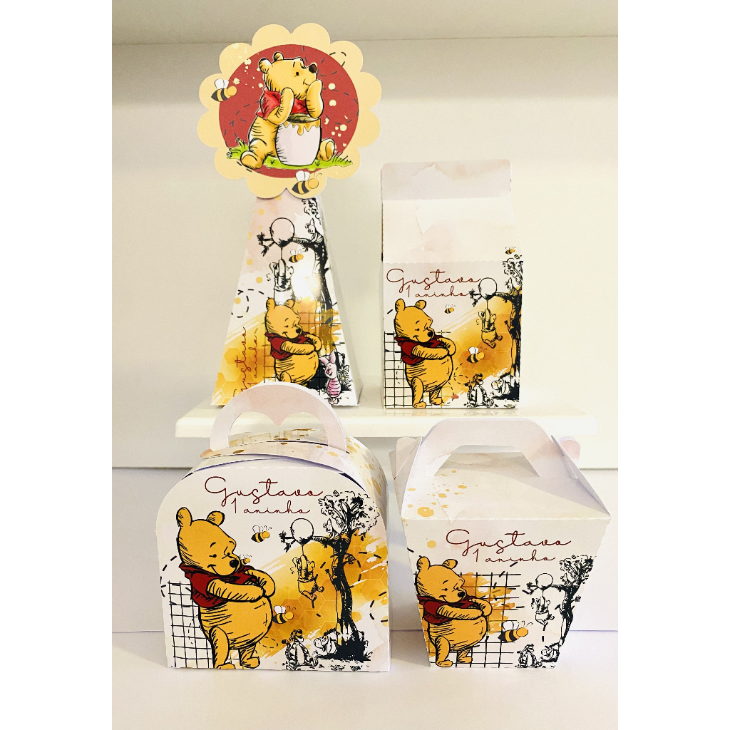 Lembrancinhas Personalizadas Ursinho Pooh Kit Festa Caixinhas Personalizadas Mesversário Aniversário
