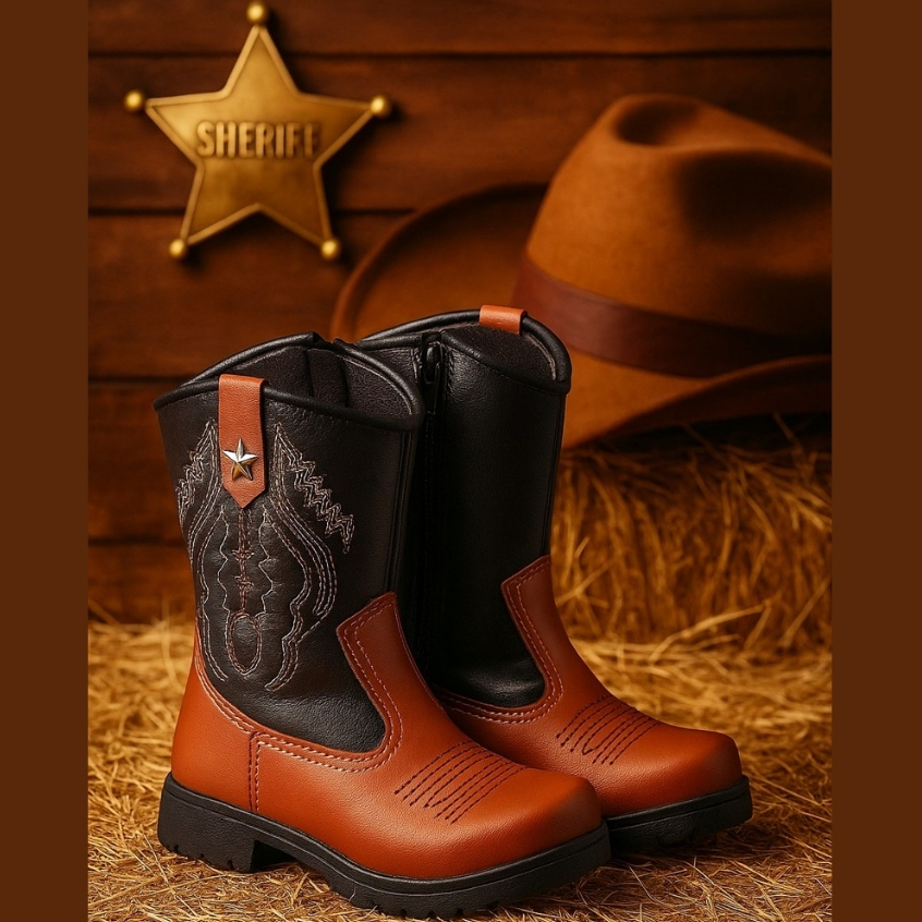 Bota Texana Infantil Masculina Country Rodeio Confortável Campo Moda Fazenda Promoção 20 ao 34 em Oferta na Shopee