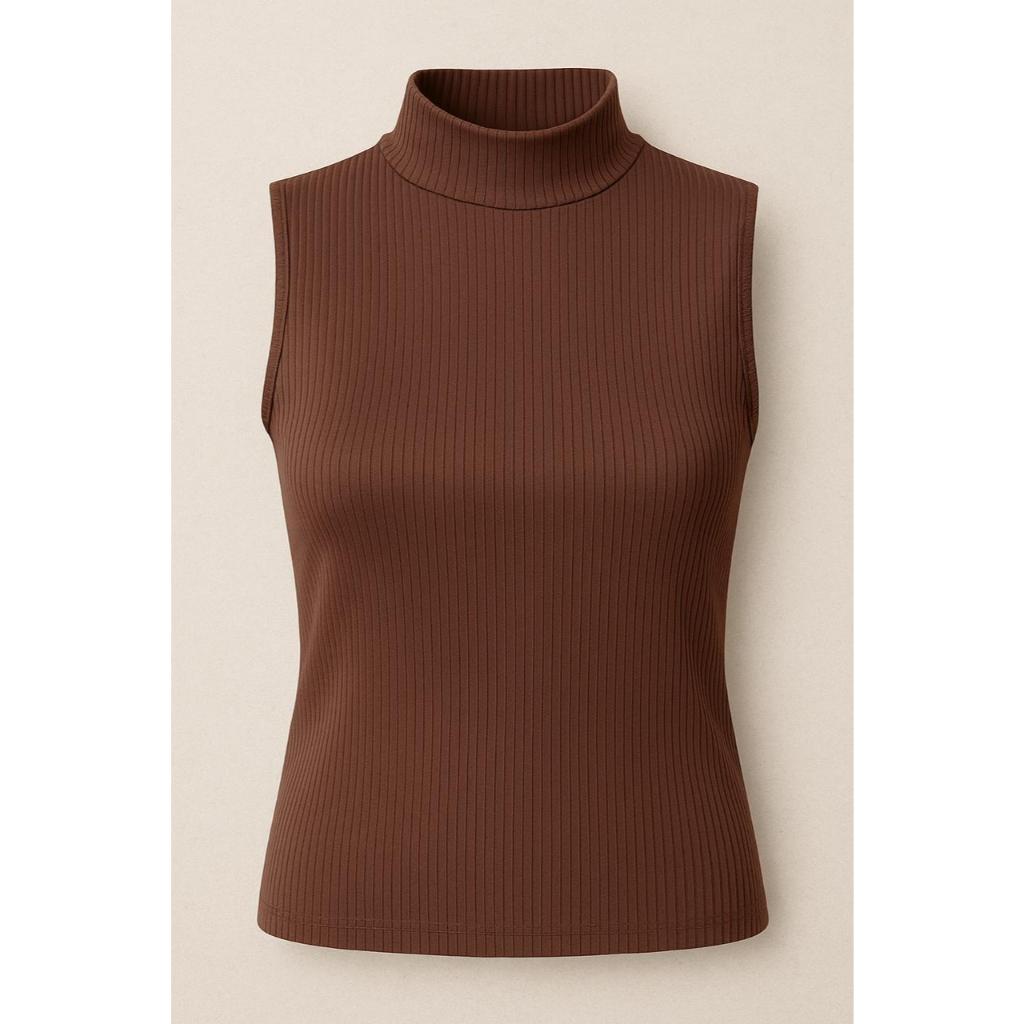 Blusa Regata Feminina Gola Alta Canelada Premium