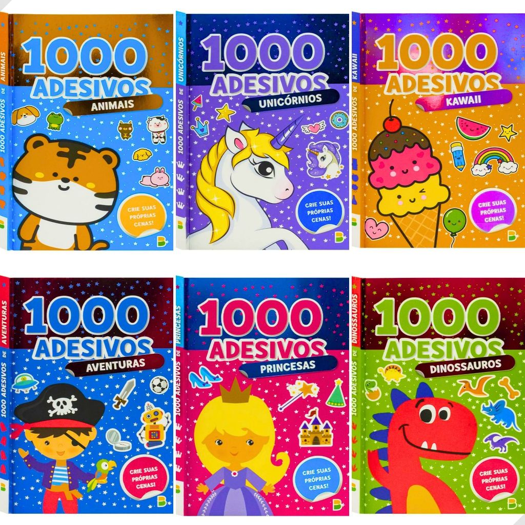 Livro Infantil 1000 Adesivos Incríveis Animais Princesas Dinos em Oferta na Shopee