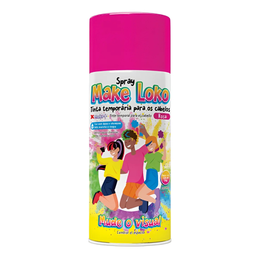 Spray De Tinta Alegria Cabelo Temporária Rosa 120ml