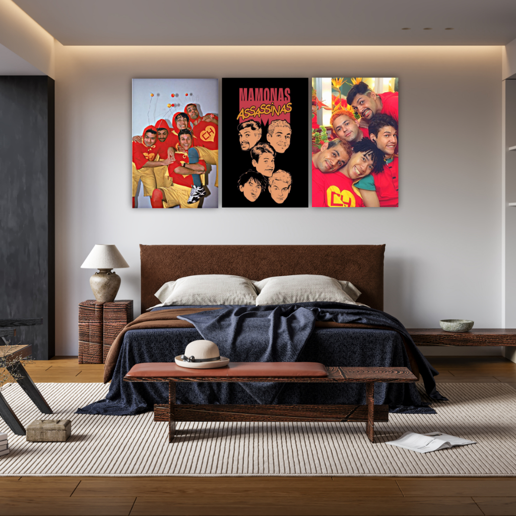 Quadro Decorativo Mamonas Assasinas Grupo Banda Musical Para Parede Decoração - 3 Peças 20x30 -