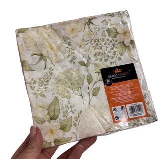 20 a 100 Guardanapos de Papel Folhagem Suave 32x32 cm Folha Dupla Silver Festas - Inspire sua Festa Loja