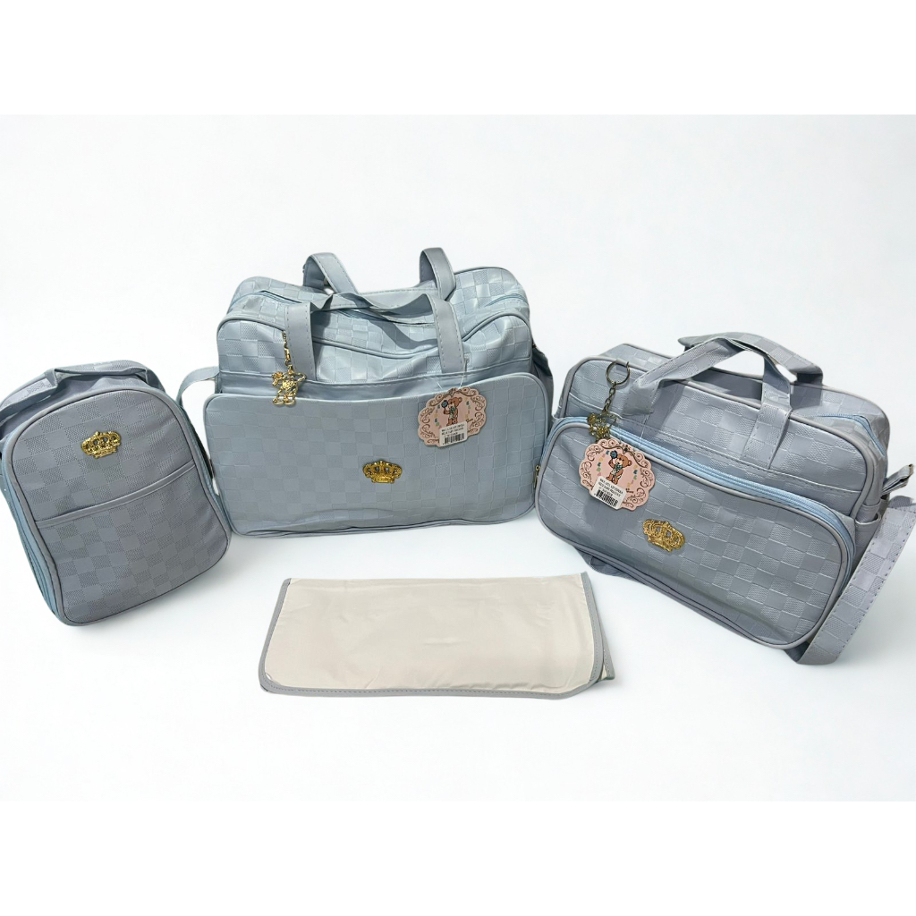 Kit Bolsas Maternidade 4 Peças Bolsa G, Bolsa M, Frasqueira Térmica e Trocador. Bolsa de Bebê, Mala Maternidade,