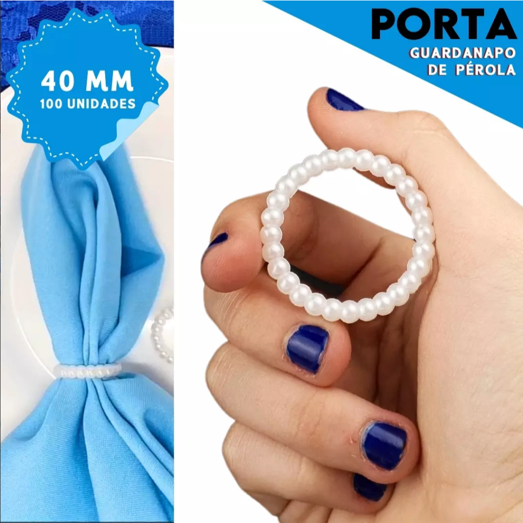 Porta Guardanapo Argola de Pérola - 40mm - Pct C/100 Unidades em Oferta na Shopee