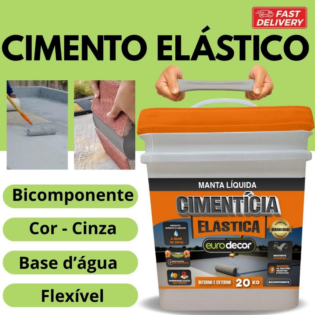 Cimento Elástico Impermeabilizante Flexível P/ Lajes Rodapés Áreas molhadas 4KG Ou 20KG em Oferta na Shopee