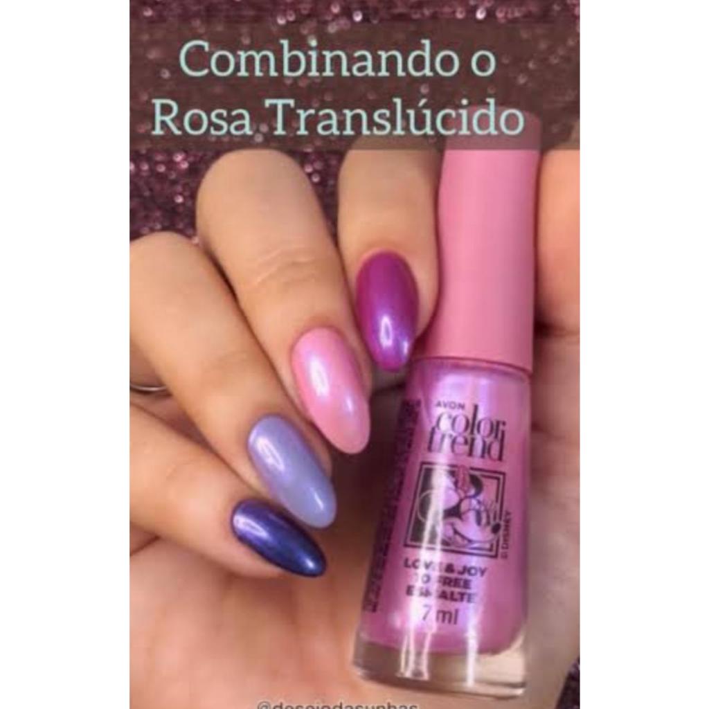 esmalte color trend coleçao minni love joy 10 free na cor rosa translucido.