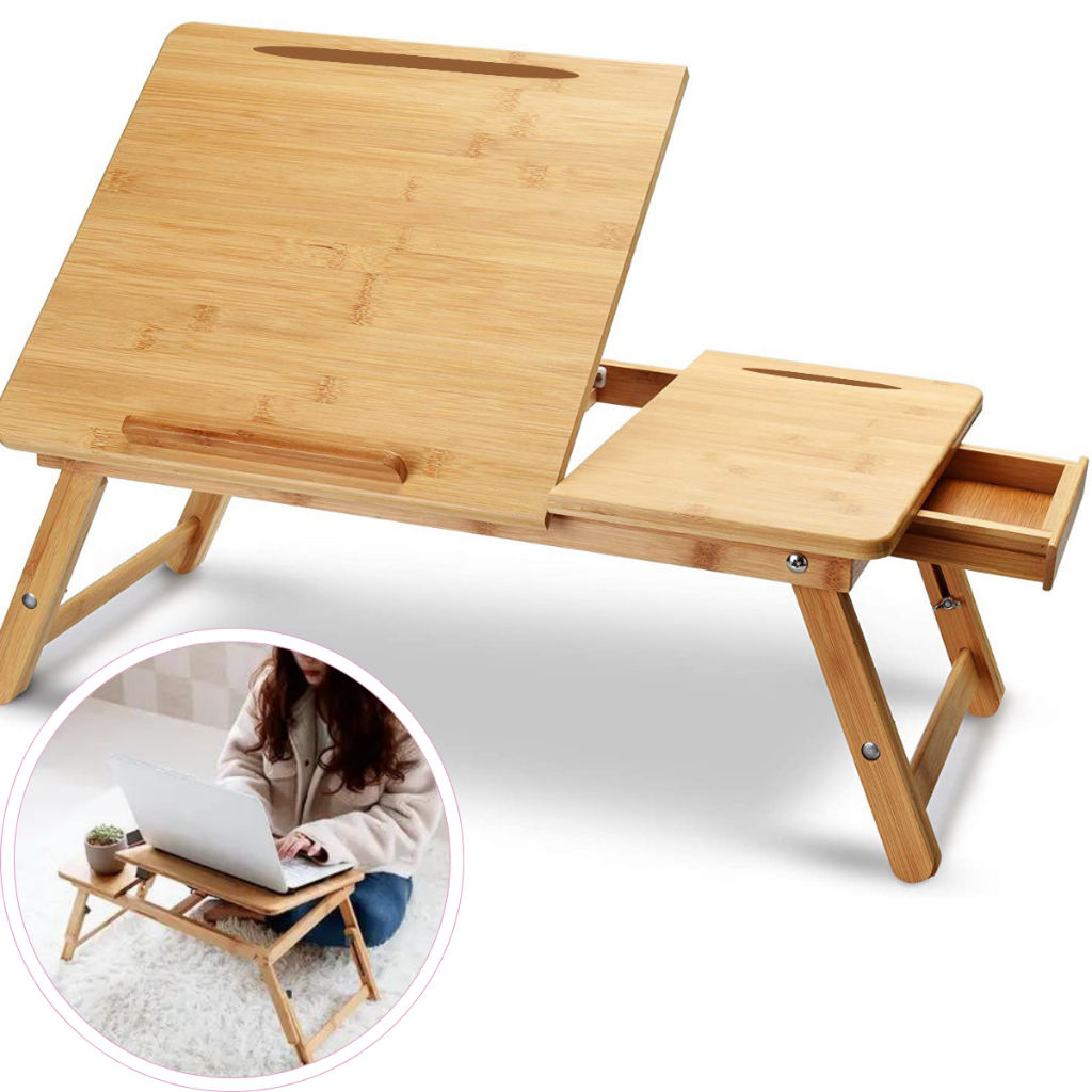 Mesa De Notebook Estudar Tablet Home Office Multiuso Bambu Sustentável Estudo Leitura Conforto