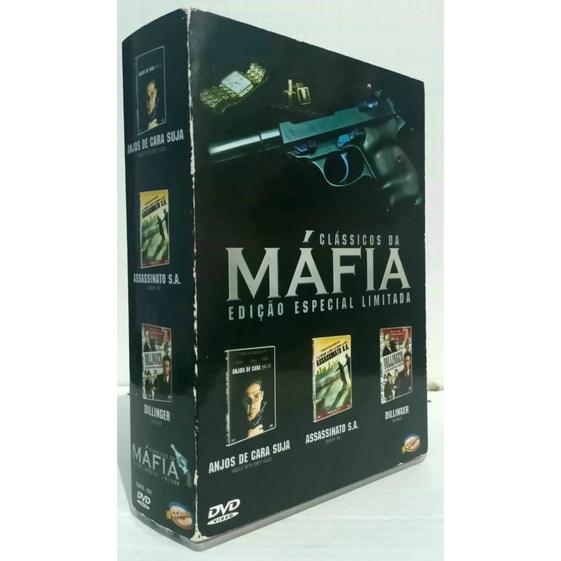 Dvd Clássicos da Máfia - Anjos de Cara Suja + Assassinato S.A. + Dillinger - Box C/ 3 Dvds - Original Usado