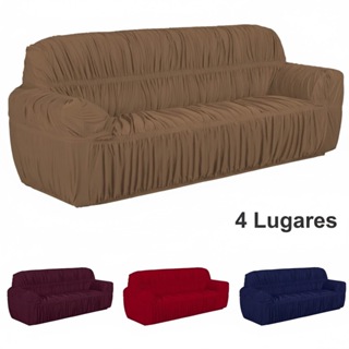 Capa De Sofá 4 Lugares King Grande 21 Elásticos - Cores Variadas em Oferta na Shopee