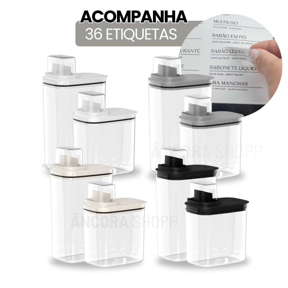 Kit Dispenser Organizador de Lavanderia 1,5L + 2,3L Acrílico Amaciante Sabão em Pó Sabonete Liquido em Oferta na Shopee