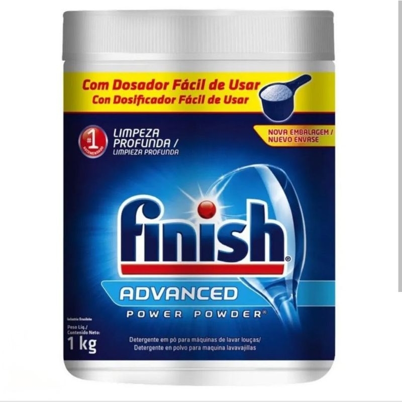 Detergente em Pó para Lava-Louças Finish Advanced Power Powder 1kg – Limpeza Profunda