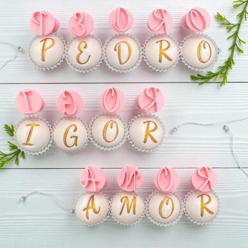 Kit Carimbos Letras do Alfabeto Ana para Doces, Brigadeiros, Docinhos, Massas e Biscuit