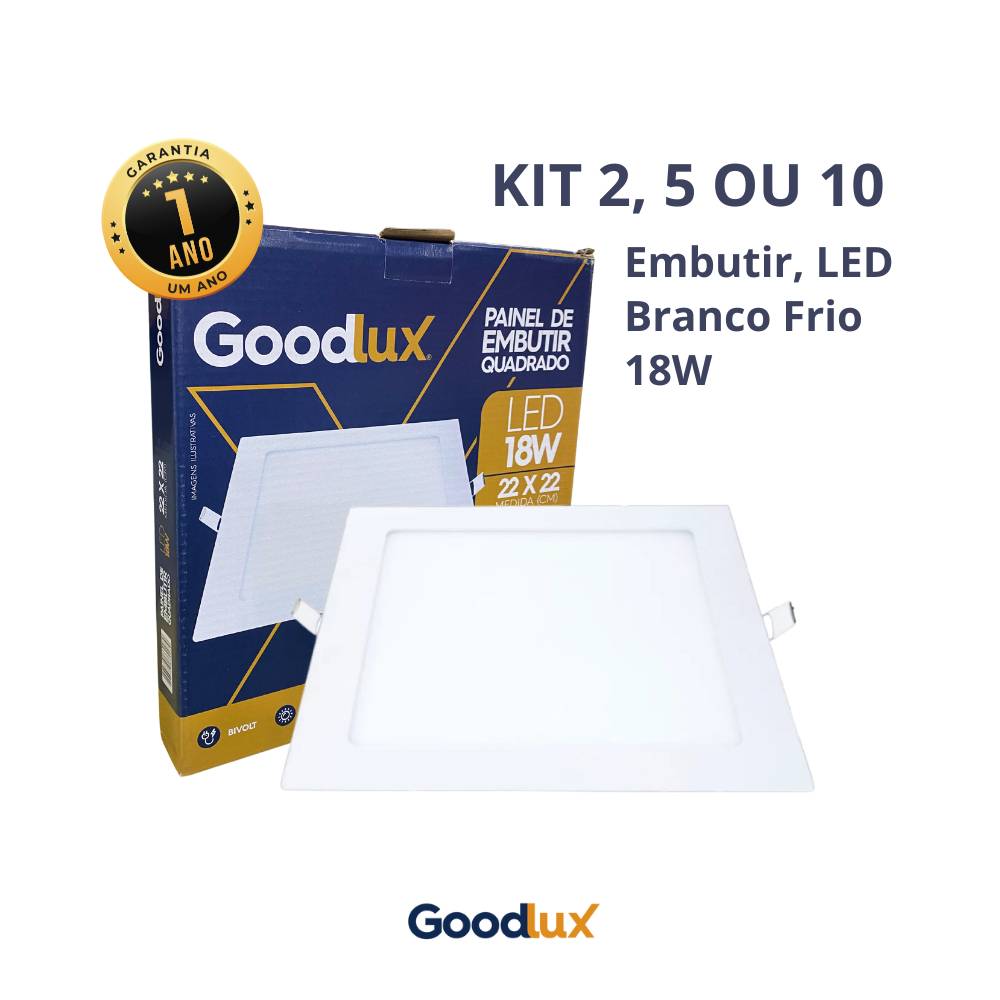 Luminária Painel Led Embutir Quadrado 18w 6500K Branco Frio Driver Embutido Goodlux em Oferta na Shopee