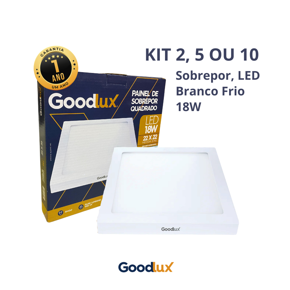 Luminária Painel Led 18w Sobrepor Branco Frio Plafon Teto Quadrado 6500K Quarto Economica Goodlux em Oferta na Shopee