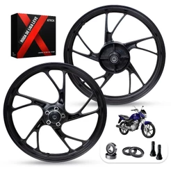 Rodas Liga Leve CG Titan 150 2014 2015 CG 160 2016 a 2024 Pé de Galinha Preta Freio Disco