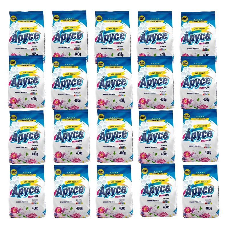 Kit 20  Lava Roupas Sabão Em Pó Apyse Limpeza Brancura E Perfume em Oferta na Shopee
