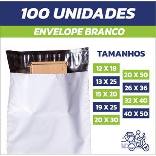 Kit 100 Envelopes de Segurança Branco | Embalagem Saco Envios Correios com Lacre Diversos Tamanhos em Oferta na Shopee