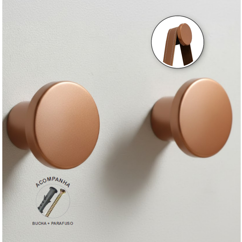 Kit 2 Suporte Pendurador EM ALUMÍNIO Redondo Espelho Adnet COBRE em Oferta na Shopee