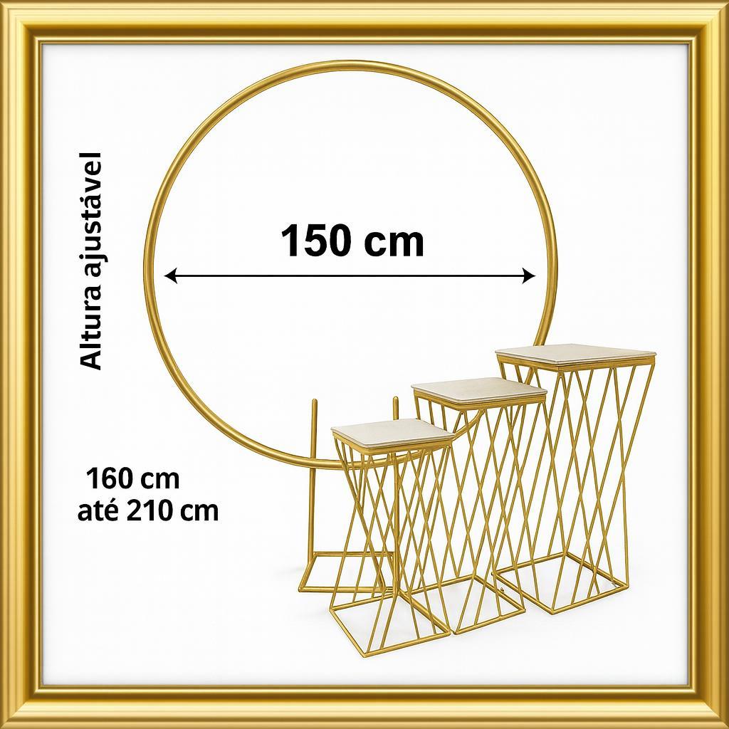 Kit Com 3 Mesas Treliça Cruzada + Painel Arco Redondo Desmontável em Oferta na Shopee