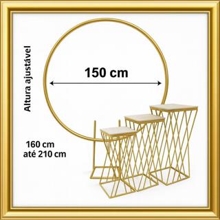Kit Com 3 Mesas Treliça Cruzada + Painel Arco Redondo Desmontável em Oferta na Shopee