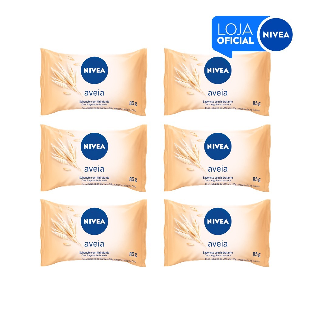 KIT NIVEA Sabonete Em Barra Hidratante Aveia 85g - 6 Unidades BBB 26 em Oferta na Shopee