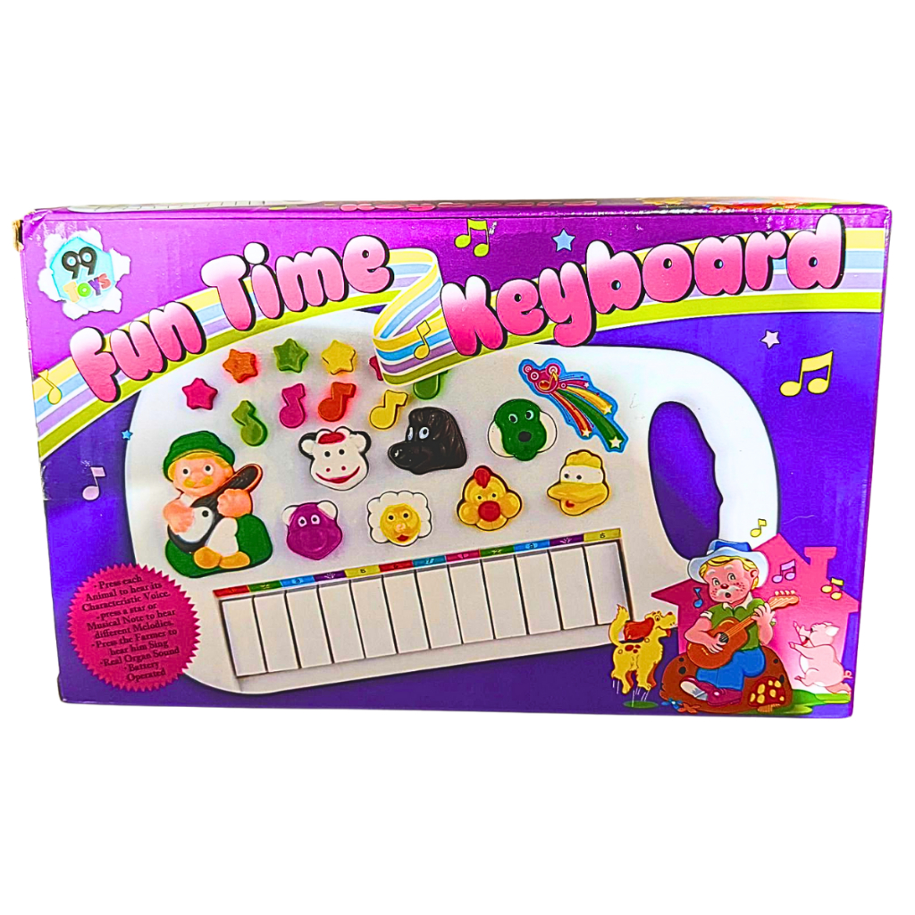 Teclado Musical Infantil Fun Time Keyboard Sons de Animais Luzes Educativo Brinquedo Interativo