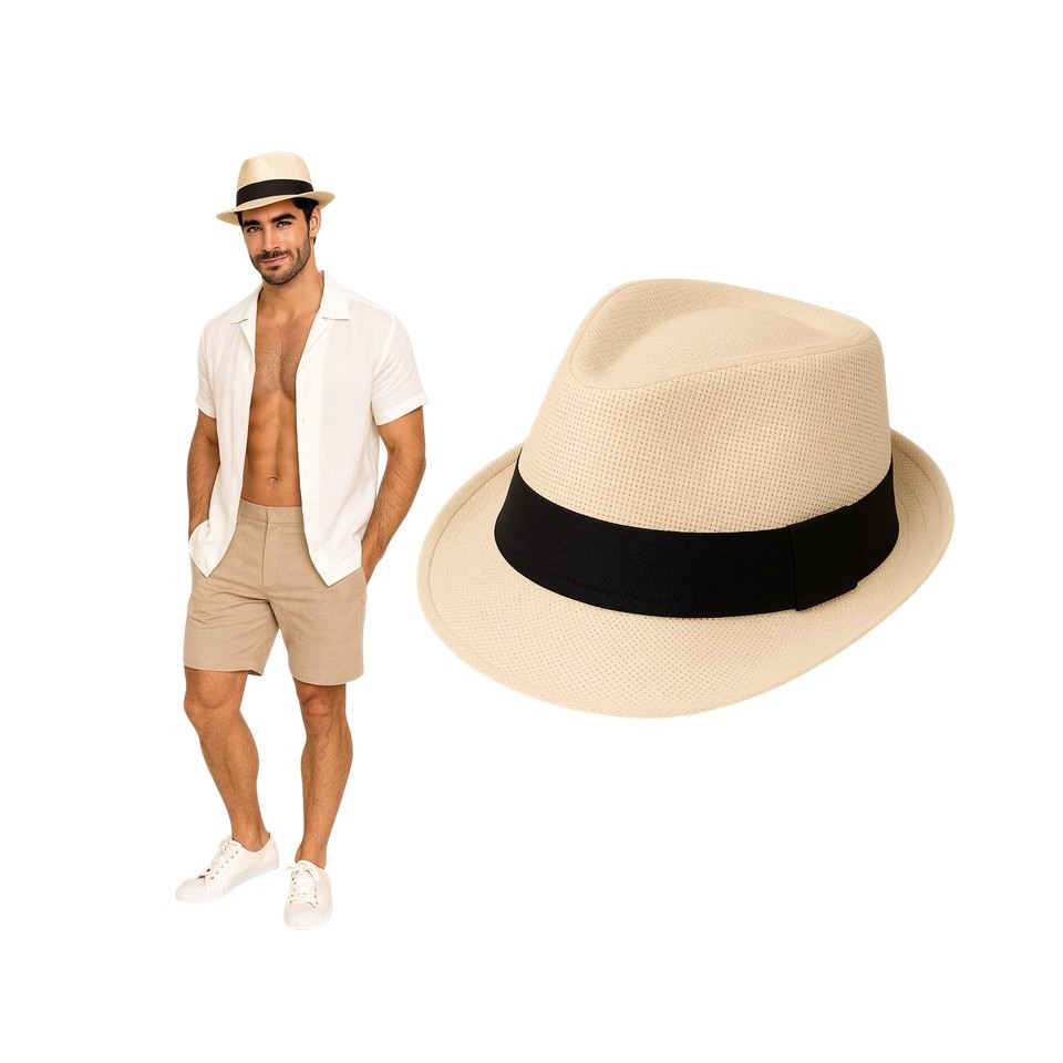 Chapéu Fedora Gângster Moda Panama MALANDRO MASCULINO ESTILO TAMANHO 60 em Oferta na Shopee