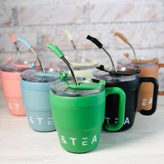 Copo Térmico Cafe Inox Portátil Com Tampa e Canudo 480ml Antivazamento em Oferta na Shopee