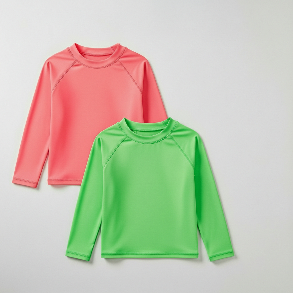Kit 2 Com Peças Camisas Infantil UV 50+ Proteção Solar Menino e Menina Segunda Pele 1 Ate 12 Anos Infantil