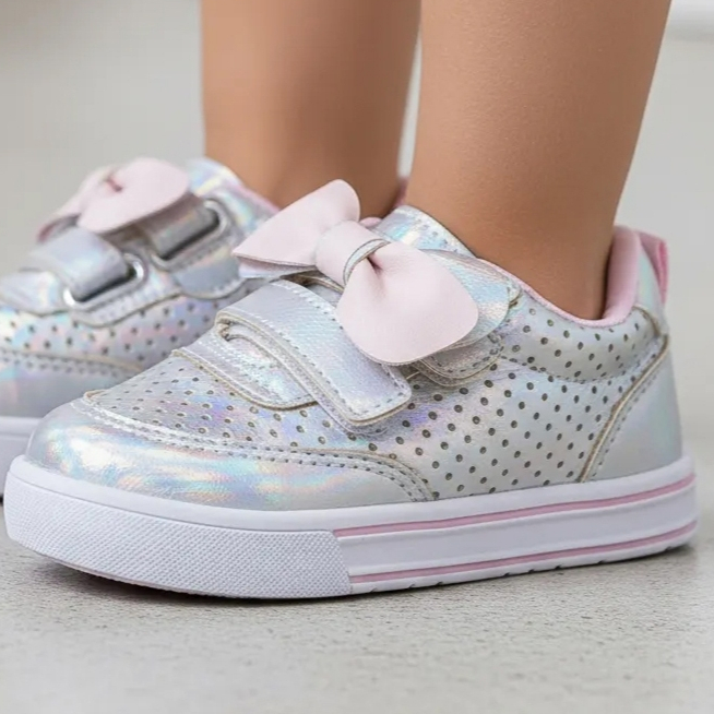 Tênis Infantil Ortopasso Menina Happy Prata Laço Feminino Criança Velcro Escola em Oferta na Shopee