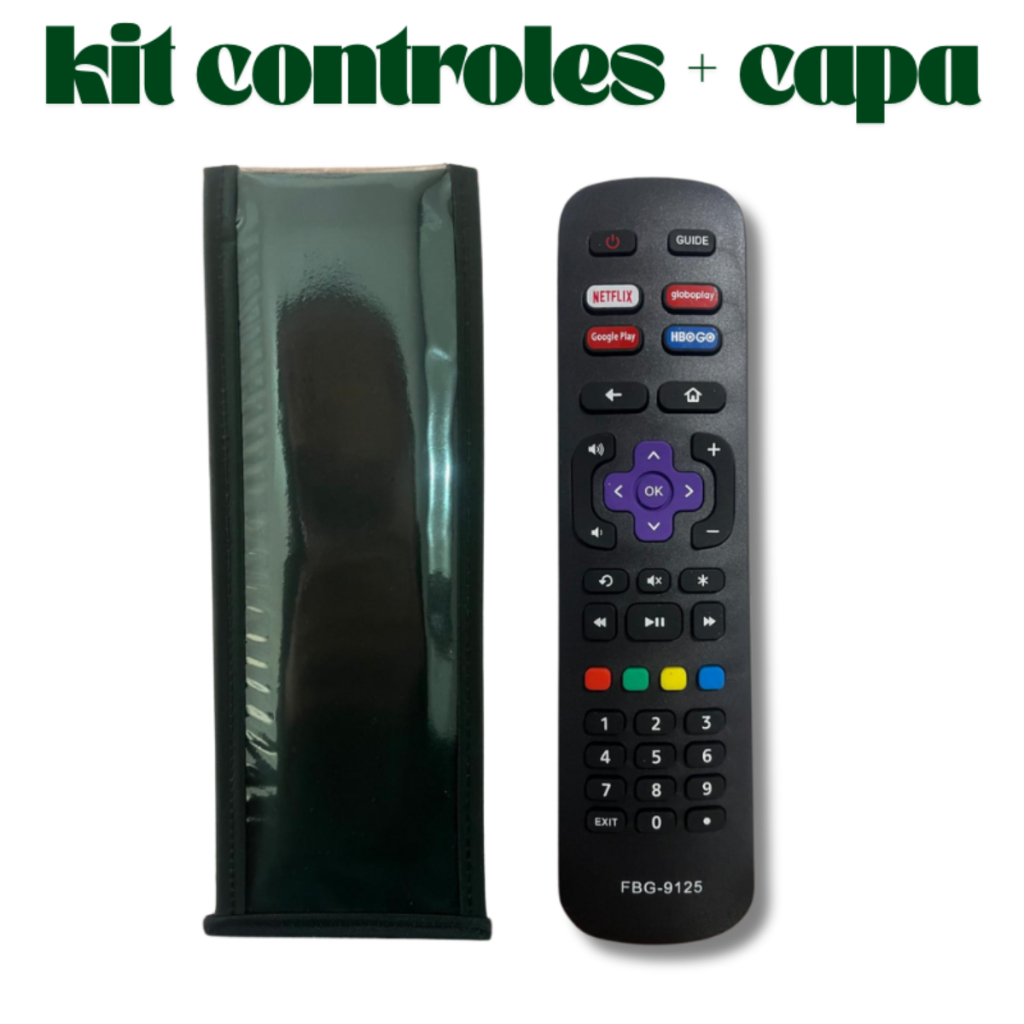 Kit Controle Remoto com Capinha Compatível com TV SMART PHILCO ROKU Netflix HBO 4K