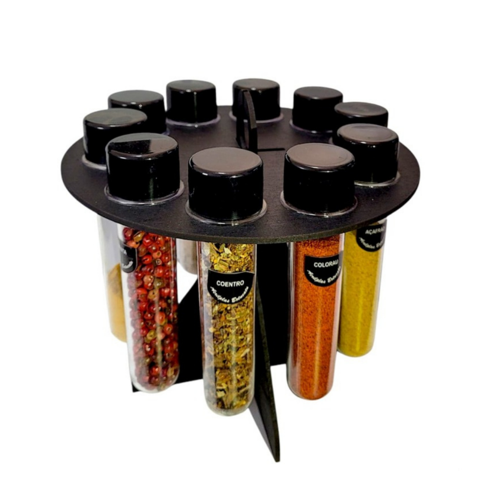 Porta temperos e porta condimentos montável com 10 potes + 20 etiquetas promoção em Oferta na Shopee