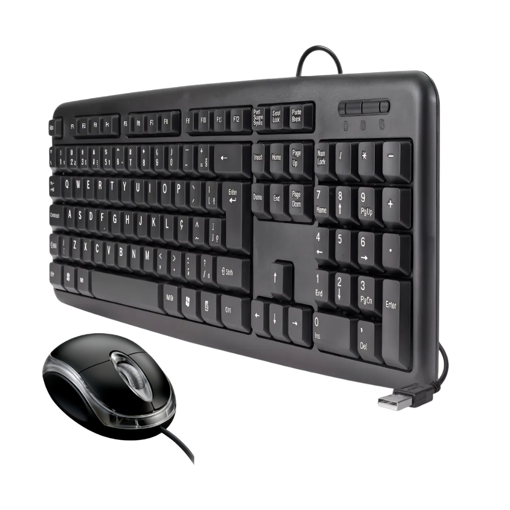 Kit Teclado E Mouse ABNT2 Com Fio USB Pc Computador Notebook Informática