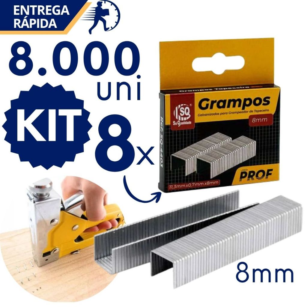 Grampo Tapeceiro 8 mm Tipo 53 8.000 peças de Aço Galvanizado para Estofados Madeira Tapeçaria Sofá em Oferta na Shopee